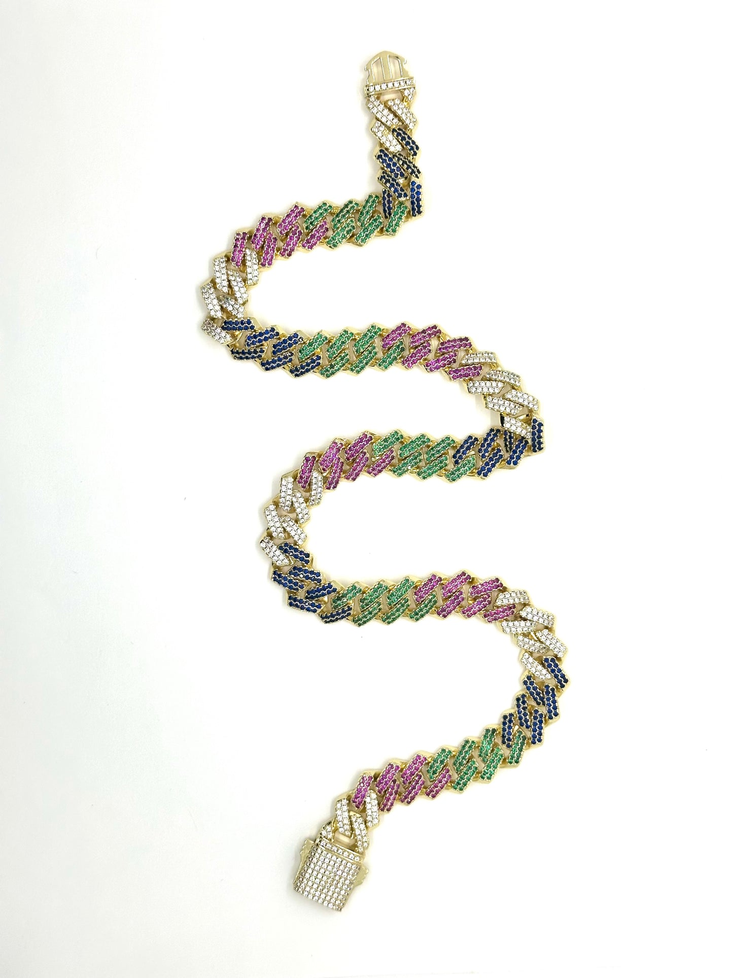 Rainbow Golden Iced Out Cuban Chain