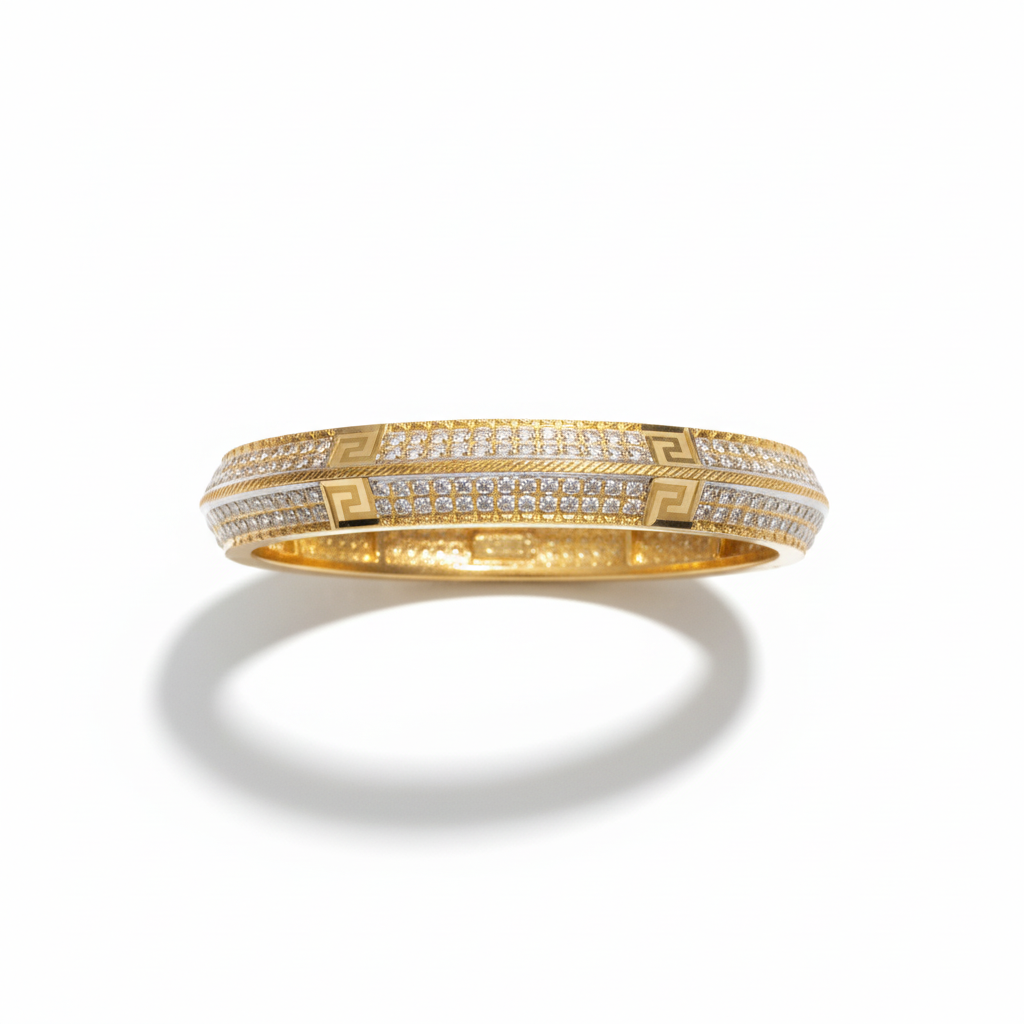 Regal Greek Key Gold Kada – 1GM Plated