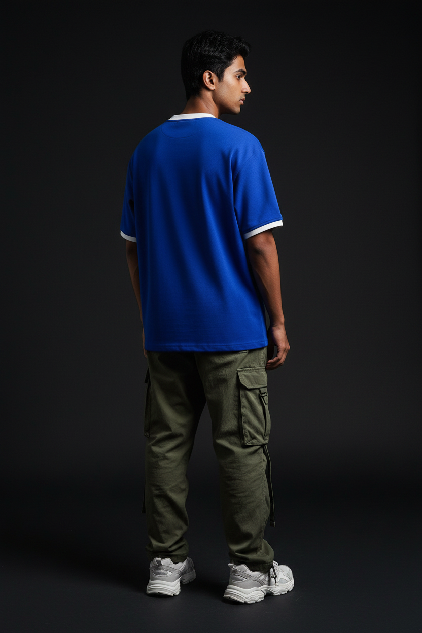 The Live Tee — Back, Styled with Cargo Pants