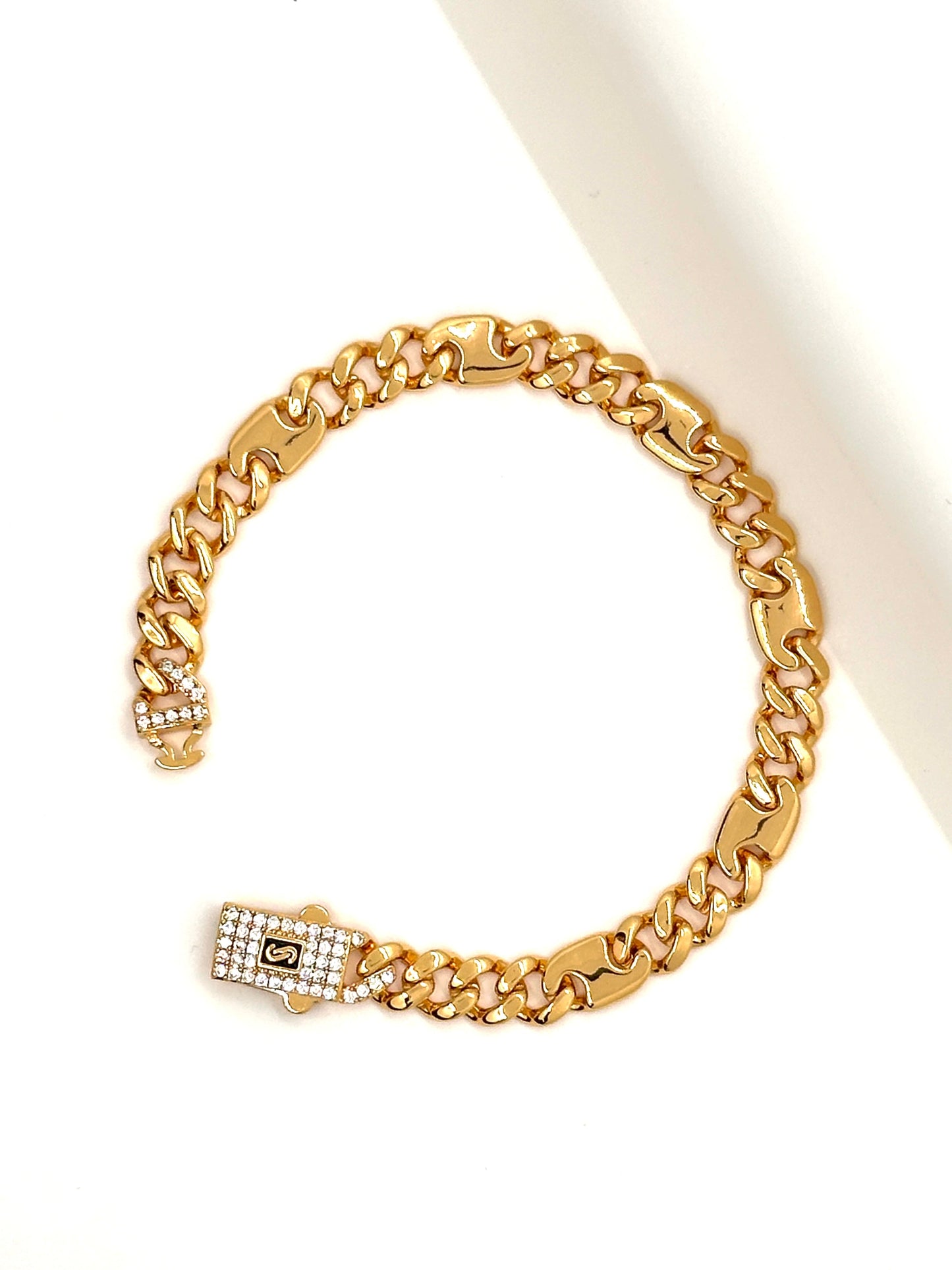 Aureate Enigma Bracelet + Figaro Cuban Chain Bundle